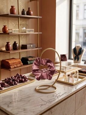 🌸✨ AthenaAutumn Mauve Rose Satin Scrunchie Silky Hair Tie | OS